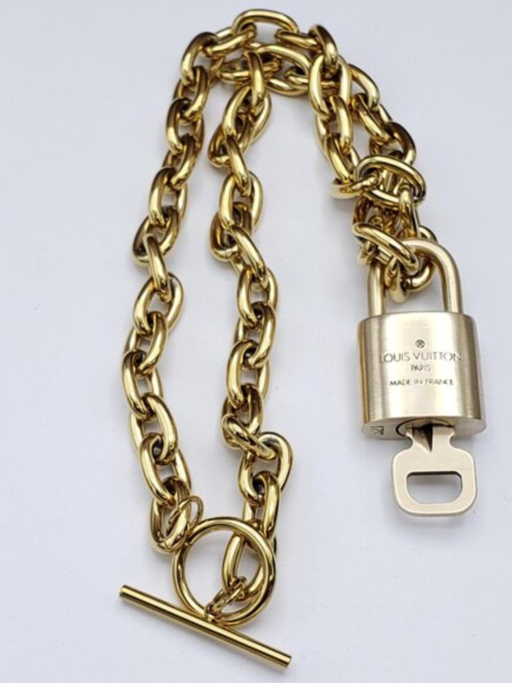 18K Gold-Plated Necklace with Authentic Louis Vuitton Padlock - Picture 8 of 12